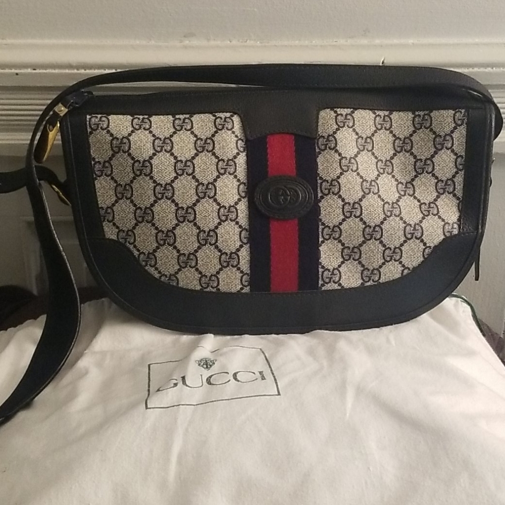 Vintage navy gucci web bag